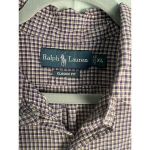 Ralph Lauren Men’s Purple Check Button Down Shirt Long Sleeve Size XL